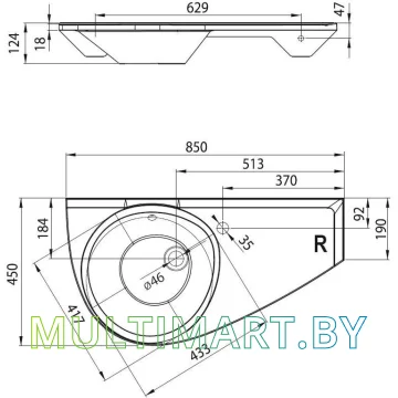 Умывальник Ravak Avocado 85x45 (XJ1L1100000) картинка 3
